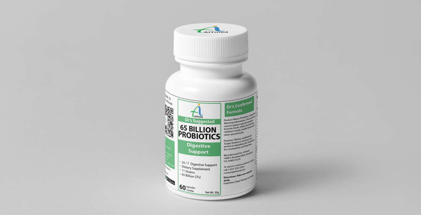 AiTmed Probiotic - 65 Billion CFU Dietary supplement, Digestive Support Probiotic Capsules