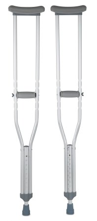 Underarm Crutches McKesson Aluminum Frame Adult 350 lbs. Weight Capacity Push Button / Wing Nut Adjustment