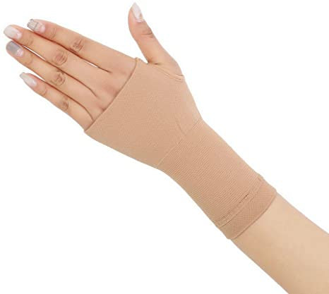 Suntan Palm Hand Brace Wrist Support Compression Sleeve for Carpal Tunnel Small